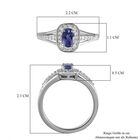 AAA Tansanit und Zirkon-Halo-Ring, 925 Silber platiniert, 0,78 ct. image number 6