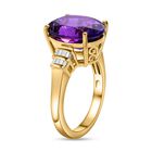 Afrikanischer Amethyst und weißer Diamant-Ring, 925 Silber vergoldet (Größe 18.00) ca. 7.19 ct image number 4