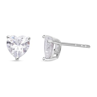 Lustro Stella - Weiße Zirkonia Herz Ohrstecker, 925 Silber rhodiniert ca. 5.70 ct