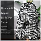 Hoodie mit Kapuze im Zebra-Muster, Weiß und schwarz image number 6