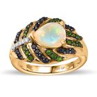 GP Trionfo Kollektion- AA äthiopischer Welo Opal, Zirkon, Chromdiopsid und Kanchanaburi blauer Saphir-Ring - 2 ct. image number 4