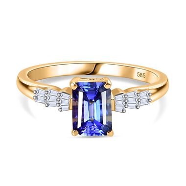 AAA Tansanit und Diamant Ring in 585 Gold - 1,22 ct.