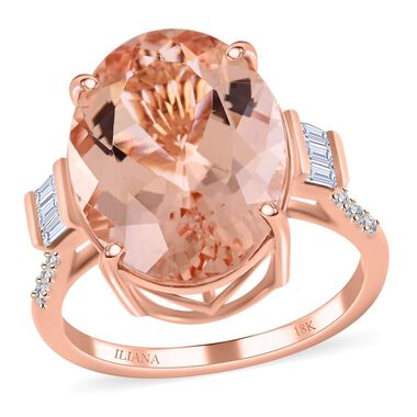 Iliana AAA Marropino Morganite, Weißer Diamant Ringe 750 Gold (Größe 17.00) ca. 10,10 ct