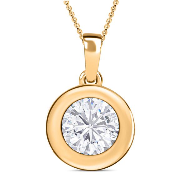 EF Moissanit Anhänger mit Kette in Silber mit Gelbgold Vermeil - 3,47 ct. image number 0