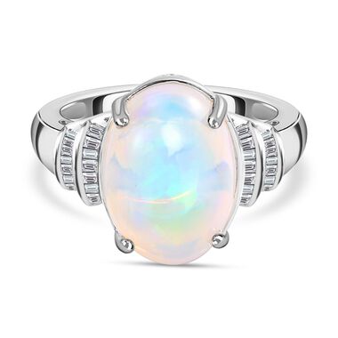 Natürlicher, äthiopischer Welo Opal und Diamant-Ring - 3,90 ct.