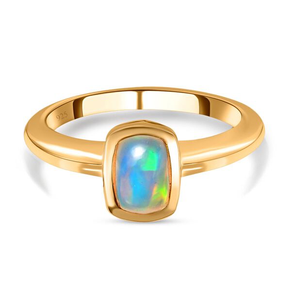 Natürlicher, äthiopischer Welo Opal Ring, 925 Silber vergoldet, ca. 0.64 ct image number 0