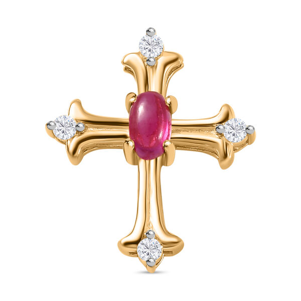 AA Afrikanischer Rubin und Moissanit-Kreuz-Anhänger - 0,47 ct. image number 0