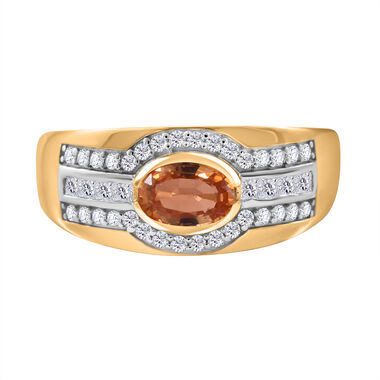 AAA Ceylon orange Saphir und Moissanit Ring- 1,42 ct.