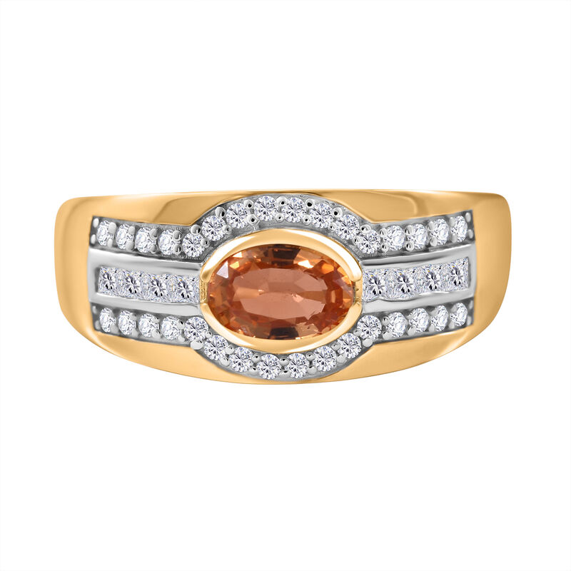 AAA Ceylon orange Saphir und Moissanit Ring- 1,42 ct. image number 0