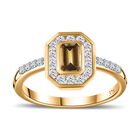 AAA Natürlicher, goldener Tansanit und Moissanit-Ring in 375 Gold - 1,17 ct. image number 7