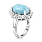 Larimar und weißer Topas-Ring, 925 Silber platiniert  ca. 8,93 ct image number 4