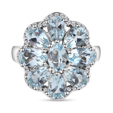 Espirito Santo Aquamarin und Zirkon Ring, ca. 3,92 ct.