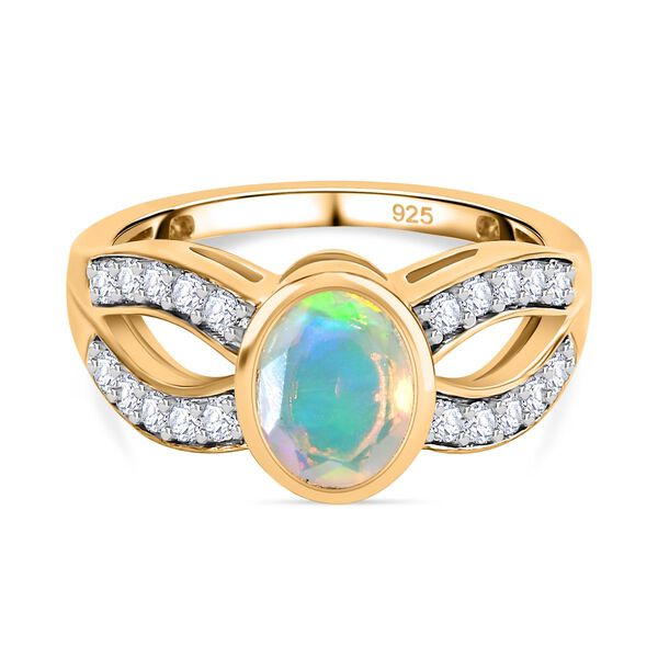 AA natürlicher, äthiopischer Welo Opal und Zirkon-Ring - 1,16 ct. image number 0