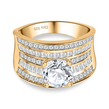 Moissanit Ring, 925 Silber Gelbgold Vermeil (Größe 16.00) ca. 3.59 ct