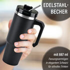 887 ml Edelstahlbecher mit Strohhalm in Schwarz image number 1