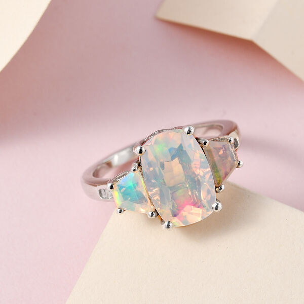 Natürlicher, äthiopischer Welo Opal Ring, 925 Silber platiniert, ca. 3.35 ct image number 1