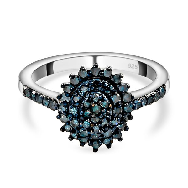 Blauer Diamant-Ring, 925 Silber platiniert  ca. 0,50 ct image number 0