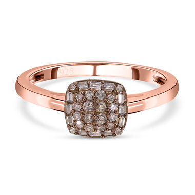 Natürlicher Champagner Diamant Ring, 925 Silber Roségold Vermeil, ca. 0.25 ct