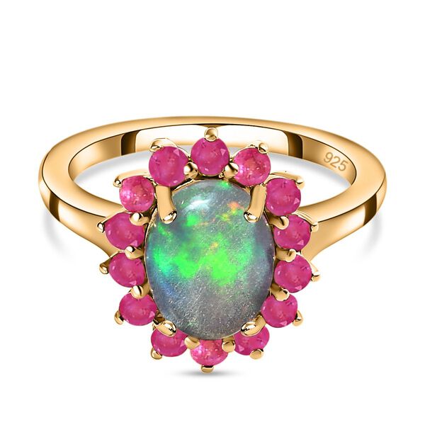 Natürlicher, äthiopischer Welo Opal und afrikanischer Rubin-Ring - 1,90 ct. image number 0