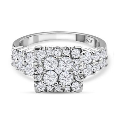 LUSTRO STELLA Hergestellt mit ZIRKONIA Cluster Ring 925 Silber Platin-Überzug (Größe 16.00) ca. 3,33 ct