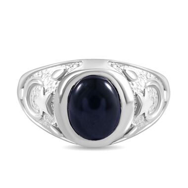 Diffundierter Stern blauer Saphir Ring 925 Silber rhodiniert (Größe 18.00) ca. 3,11 ct