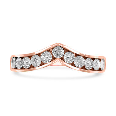 Wishbone Diamond Ring, 925 Silber mit Roségold Vermeil