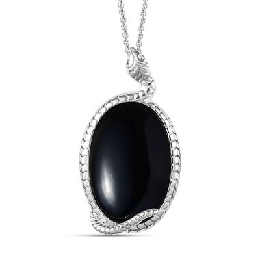 Schwarzer Achat-Anhänger mit Kette - 29,40 ct.