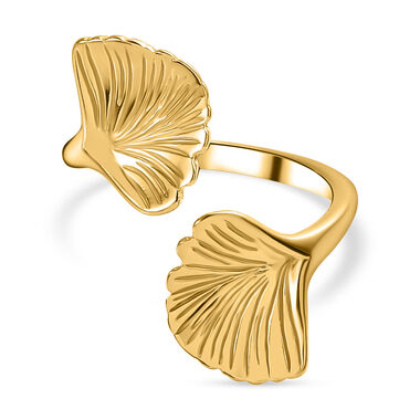 GP Italian Garden Kollektion - Blatt- und blauer Saphir-Ring, 925 Silber Gelbgold Vermeil