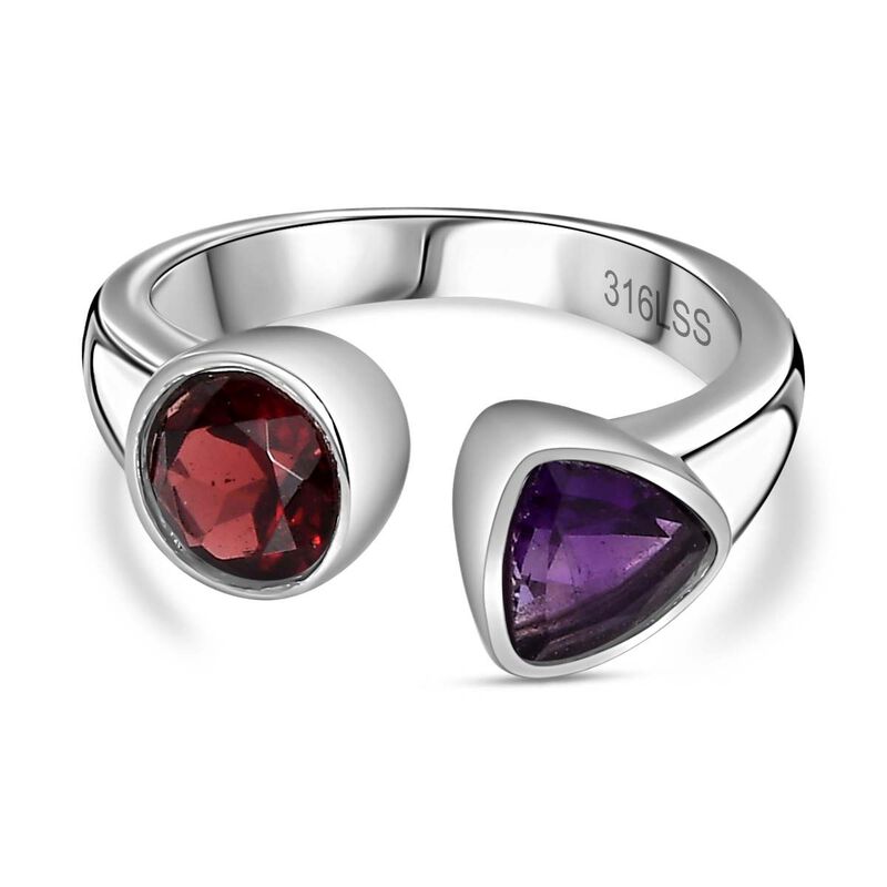 Roter Granat und afrikanischer Amethyst-Ring - 1,56 ct. image number 0