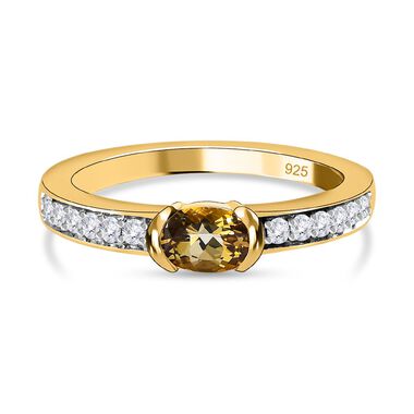 AA natürlicher, goldener Tansanit und Zirkon-Ring - 0,68 ct.