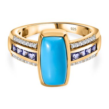 AA Sleeping Beauty Türkis, Zirkon und Tansanit Ring - 3,06 ct.