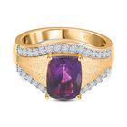 AAA Marokkanischer Amethyst, Weißer Zirkon Ring, 925 Silber Gelbgold Vermeil, (Größe 18.00) ca. 3.14 ct image number 0