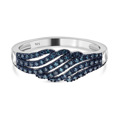 Blauer Diamant Ring, 925 Silber platiniert (Größe 21.00) ca. 0.33 ct