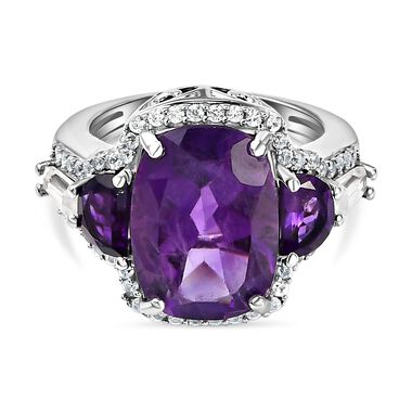 Afrikanischer Amethyst-Ring, 925 Silber platiniert  ca. 7,67 ct