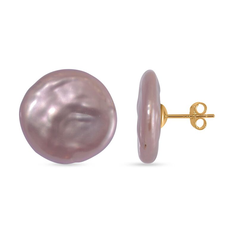 19-21mm lila Keshi Perlen-Ohrstecker - 19 ct. image number 0