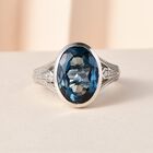 London Blau Topas und weißer Zirkon Ring, 925 Silber platiniert (Größe 19.00) ca. 8.63 ct image number 1