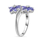 Tansanit Blumen-Ring, 925 Silber platiniert  ca. 1,05 ct image number 4