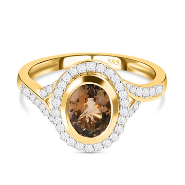 Premium goldener Tansanit und Diamant-Ring, 585 Gold  ca. 1,45 ct