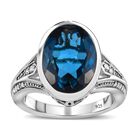 London Blau Topas und weißer Zirkon Ring, 925 Silber platiniert (Größe 19.00) ca. 8.63 ct image number 3