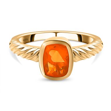 Salamanca Feueropal-Ring, 925 Silber Gelbgold Vermeil, ca. 1.07 ct