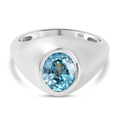 Kambodschanischer, blauer Zirkon-Ring, 925 Silber platiniert  ca. 2,33 ct