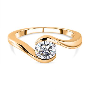 Moissanit Ring, 925 Silber 750 Gelbgold Vermeil - 0,76 ct.