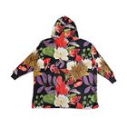 Flauschiger Flanell Hoodie mit großer Tasche, Blumenmuster image number 1