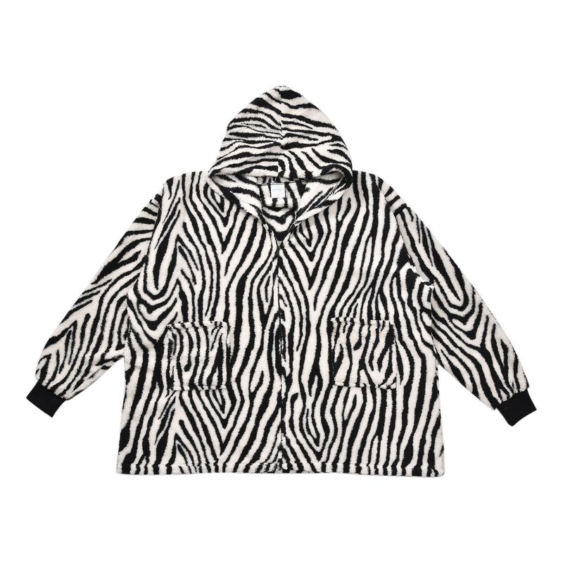 Hoodie mit Kapuze im Zebra-Muster, Weiß und schwarz image number 0