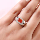 Mexikanischer Kirschfeuer-Opal und Zirkon Ring 925 Silber platiniert image number 4