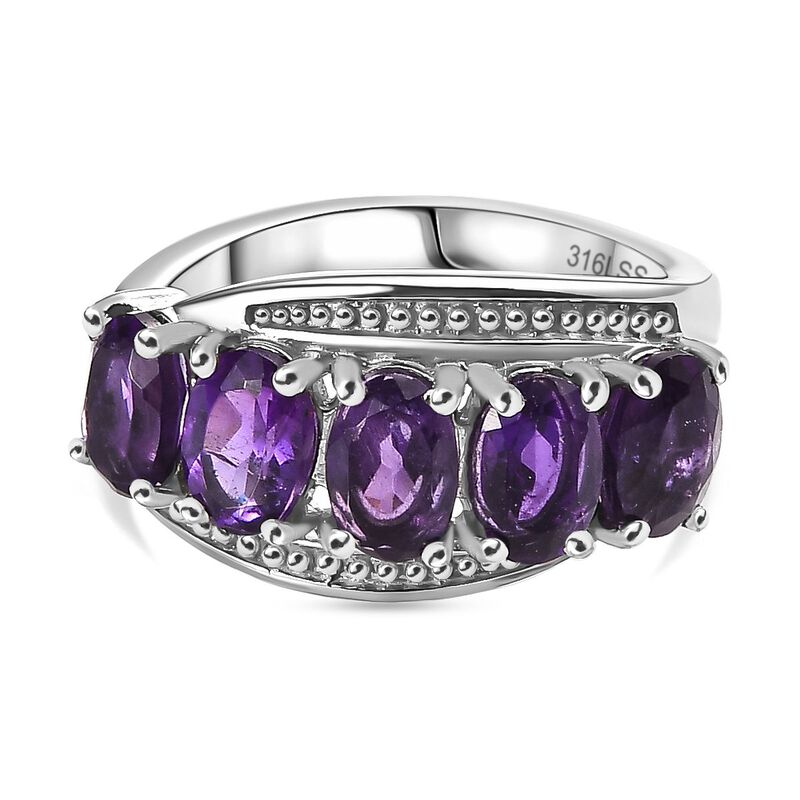 Afrikanischer Amethyst Ring Edelstahl (Größe 21.00) ca. 2,07 ct image number 0