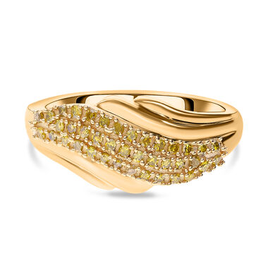 Gelber Diamant-Ring, 925 Silber Gelbgold Vermeil - 0,25 ct.