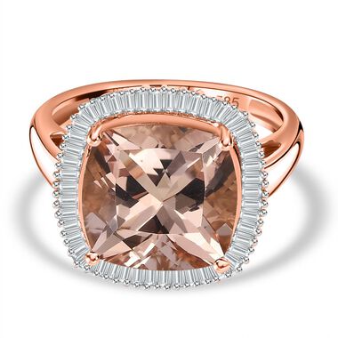 AAA Moroppino Morganit, Weißer Diamant Ring, 585 Gold (Größe 18.00) ca. 6.78 ct