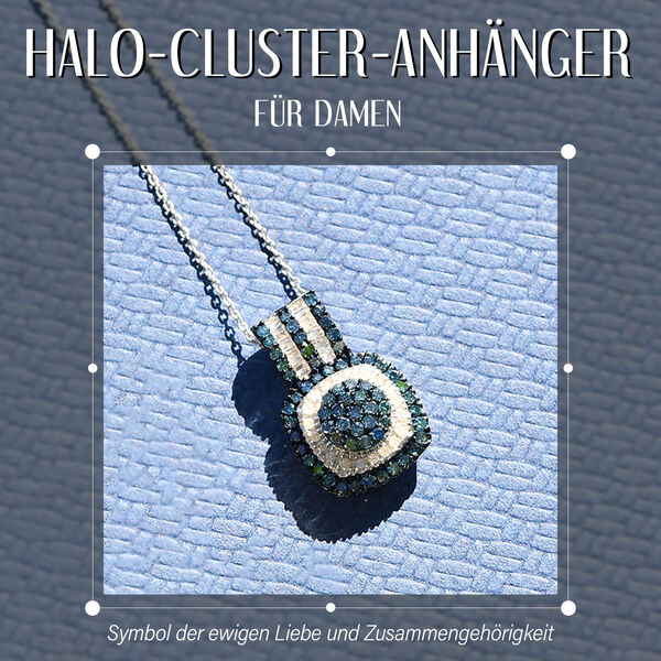 Blauer und weißer Diamant-Anhänger mit 50cm Kette - 1 ct. image number 1