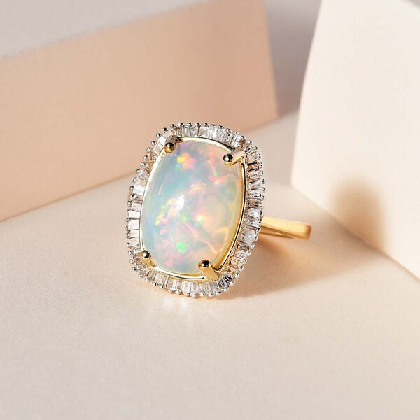 AAA natürlicher, äthiopischer Welo Opal und Diamant-Ring - 4,62 ct. image number 1